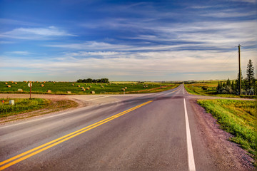 Rural highways in the Alberta countryside