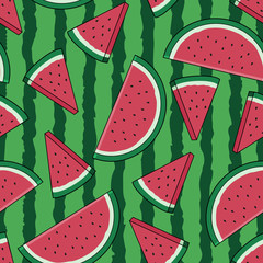 Unique Green and Fresh Watermelon Irregular Seamless Pattern. Unique and Trendy seamless pattern background for your unique design.