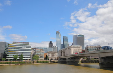 London downtown cityscape and river Thames London UK