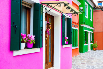 Colorful architecture in Burano island, Venice, Italy. Famous travel destination