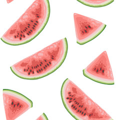 Seamless pattern with juicy watermelon
