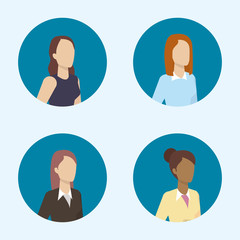 business people characters round icons