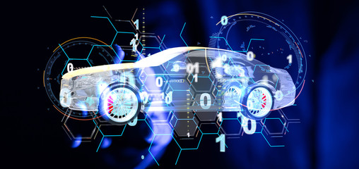 digital car technology smart in virtuel room