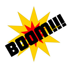 Boom word speech bubble on white background.  Comic pop art concept. Vector illustration