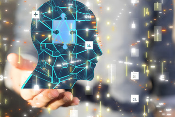 science consist head human digital technology concept