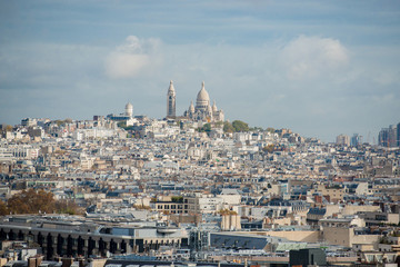 Fototapeta na wymiar Sacre Coeur Cathedral on Top of Montmartre Hill, Paris. France.