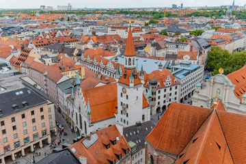 Views of Munich center from Saint Peter's church, Germany
