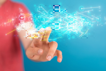 pressing document icon over computer binary code