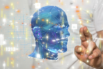 science consist head human digital technology concept