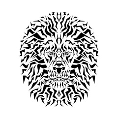 Black and white of lion head on white