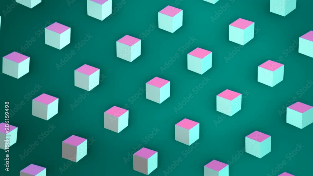 Aufkleber colorful cartoon background with large number of small 3d cubes. computer generated loop animation. 