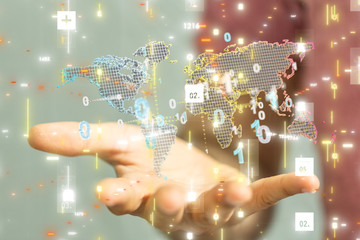 Digital Network and data concept world