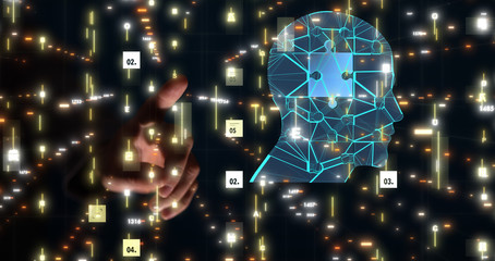 science consist head human digital technology concept