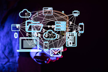 Photo of Out of Focus IT Technician Turning on Data Server..