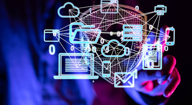 Photo of Out of Focus IT Technician Turning on Data Server..