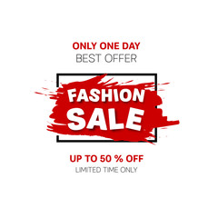 Fashion Sale banner. Sale offer price sign. Brush vector banner. Discount text. Vector	