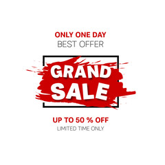 Grand Sale banner. Sale offer price sign. Brush vector banner. Discount text. Vector	