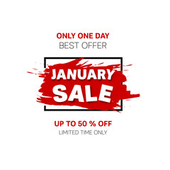 January Sale banner. Sale offer price sign. Brush vector banner. Discount text. Vector	