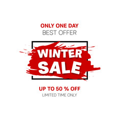 Winter Sale banner. Sale offer price sign. Brush vector banner. Discount text. Vector	