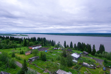 aerial view of the river and the village