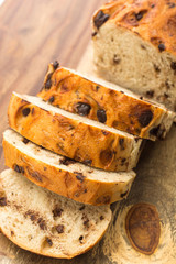 Sliced chocolate bread.