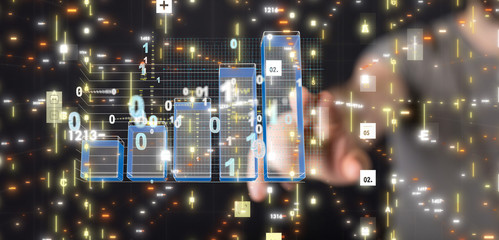 Economic graph with diagrams on the stock market, for business and financial concept