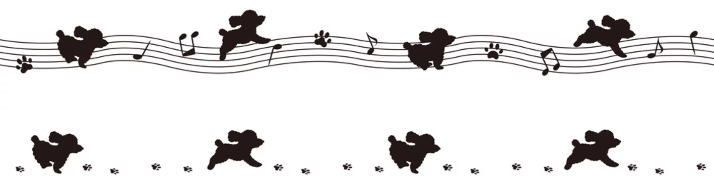 五線譜と子犬のシルエットライン トイプードル Stock ベクター Adobe Stock