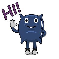 Cartoon pillow waving as a sign of greeting. The cute pillow greets tired people from work.