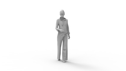 3d rendering of a woman walking isolated in white background