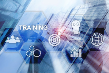 Business training concept. Training Webinar E-learning. Financial technology and communication...