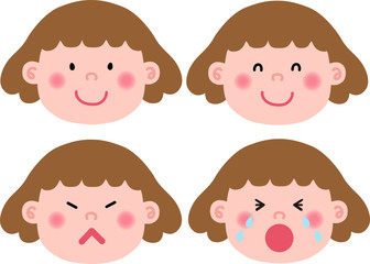 女の子小学生表情セット　顔のみ