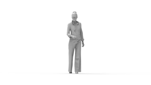 3d rendering of a woman walking isolated in white background