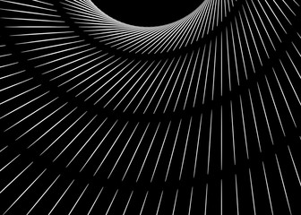 Geometric seamless pattern B&W.  Abstract lines radial website background. Futuristic rays, circular, round shapes.