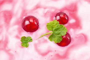Joghurt mit Johannisbeeren, rot, reif, köstlich