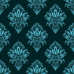 Vector damask seamless pattern background. Classical luxury old fashioned damask ornament, royal victorian seamless texture for wallpapers, textile, wrapping. Exquisite floral baroque template.