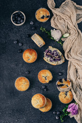 Fototapeta na wymiar Stack of blueberry muffins