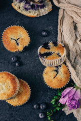 Stack of blueberry muffins