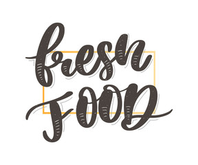 Fresh food lettering calligraphy Rubber Stamp green