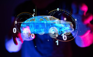 digital car technology smart in virtuel room