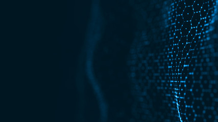 Computer geometric digital connection structure. Business inteligence technology background. Binary code algorithms deep learning. Abstract 3D rendering. Artificial intelligence