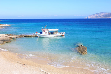 landscape of a small beach at Ano Koufonisi island Cyclades Greece