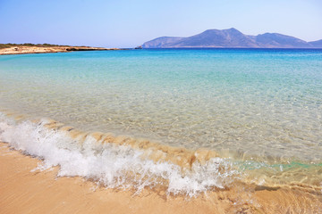 landscape of Italida beach at Ano Koufonisi island Cyclades Greece