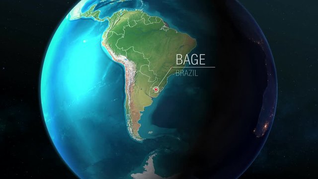 Brazil - Bage - Zooming from space to earth