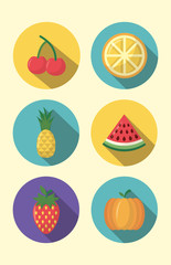 fruits cooking icons flat image design
