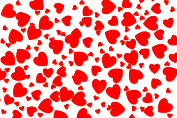Pattern with hearts for present carts design on white background top view