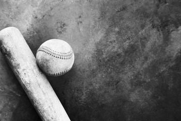 Grunge baseball background, top view.