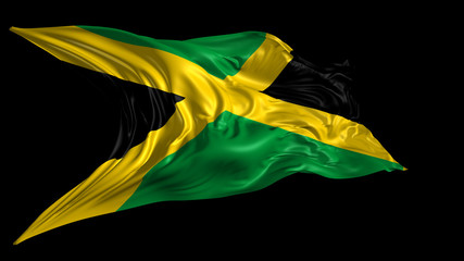 3d Illustration of  Jamaica flag on Black Background 
