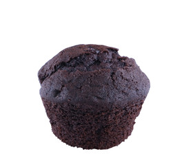 chocolate muffin on a white background