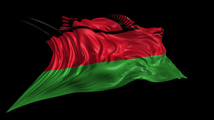 3d Illustration of  Malawi flag on Black Background 