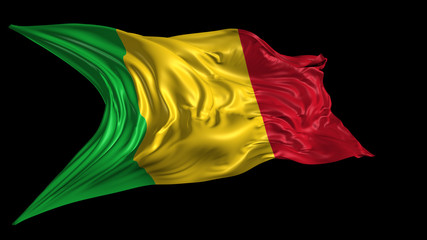 3d Illustration of  Mali flag on Black Background 